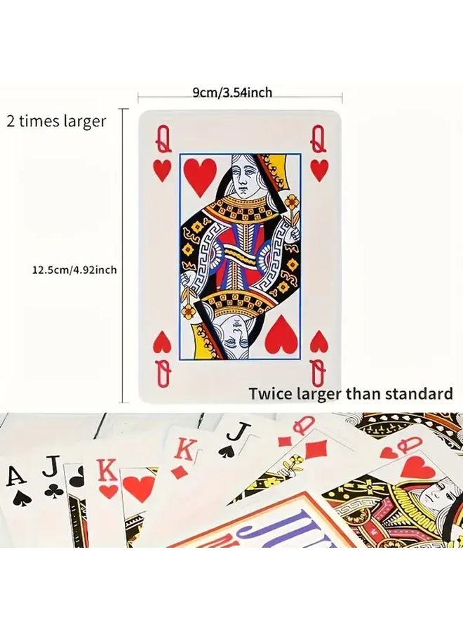 2X بطاقات لعب كبيرة الحجم بتصميم أحمر وأسود لألعاب البوكر وحفلات الترفيه العائلية - Image 2